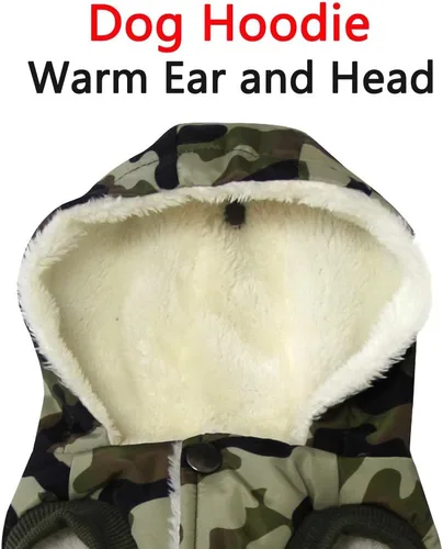 Vista 7 de vecomfy - Sudadera con capucha para perro, forro polar y algodón, extra cálida, para invierno, chaqueta para perro pequeño, abrigos con capucha