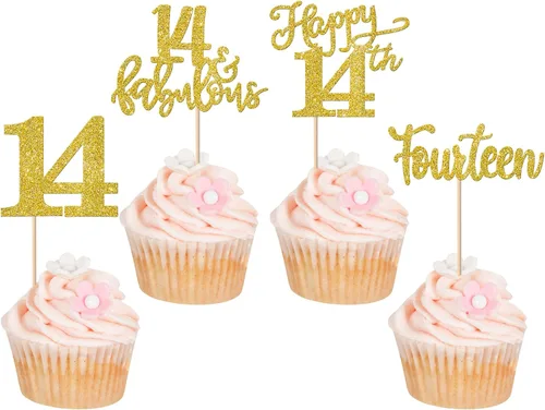 Vista 50 de Rsstarxi Paquete de 24 adornos con purpurina para cupcakes de 30 cumpleaños, treinta y 30 fabulosas selecciones de cupcakes, decoraciones para feliz