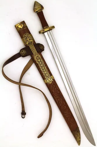 Vista 2 de Medieval Warrior Espada real vikingo del siglo 9 hecha a mano forjada a mano resistente que viene con vaina (BRK-218)