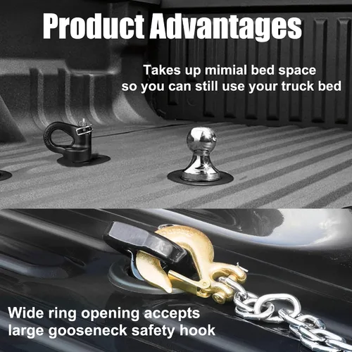 Vista 3 de 60692 Kit de bola de enganche de cuello de cisne, bola de 2-5/16 pulgadas, 30000 libras GTW compatible con Ford F250 F350 F450 2013-2024, Chevrolet