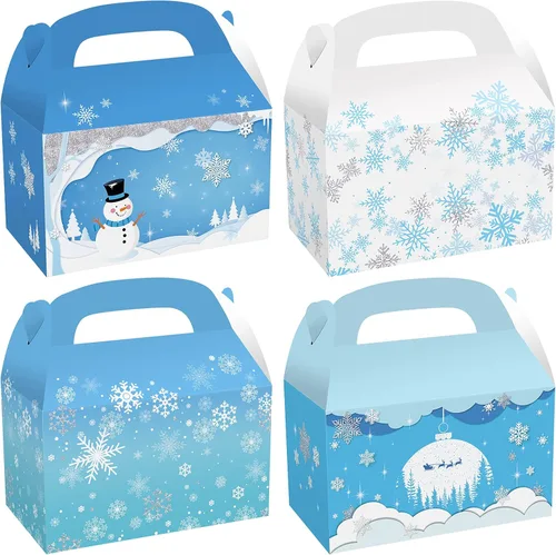 Vista 8 de Paquete de 24 cajas de regalo de fiesta de Navidad, 3D de pan de jengibre con impresión de Navidad para la casa, cajas de regalo para Navidad