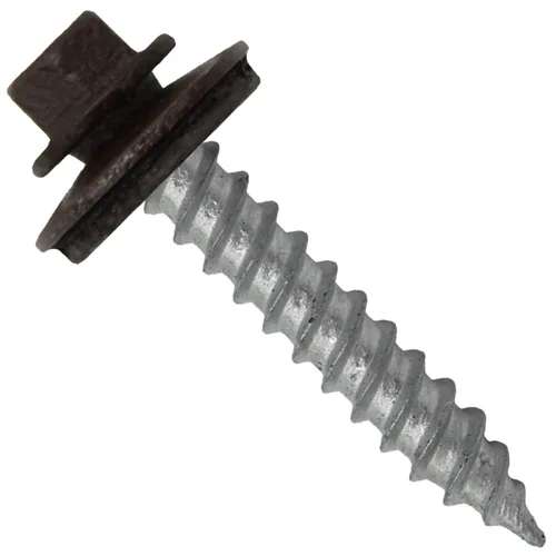 Vista 42 de 12 tornillos para techos de metal gris ABC de 1-1/2 pulgadas, cabezal de arandela hexagonal, arranque automático/roscado, arandela EPDM. 1 bolsa