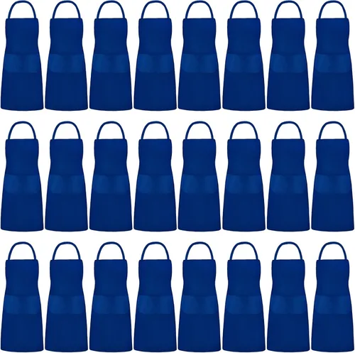 Vista 9 de Tarpop Paquete de 24 delantales con babero unisex, delantal comercial, delantal resistente para cocina, barbacoa, manualidades, para mujeres, Negro