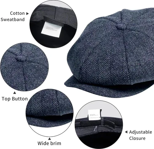 Vista 3 de POUDAY Newsboy Sombrero para hombres y niños, boston, escamoso, gorra irlandesa Newsies, gorra de cabbie para hombres, gorra plana de verano