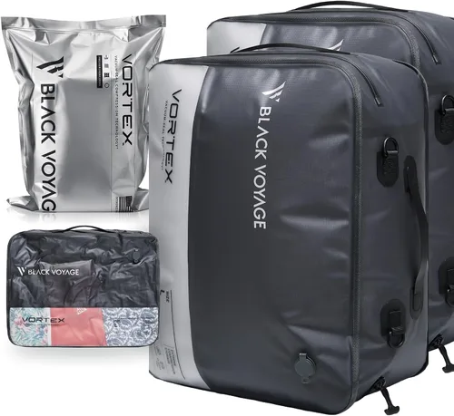 Vista 20 de Black Voyage - Bolsa de viaje reutilizable de compresión al vacío para maleta de mano y mochila, reciclada, impermeable IP67, ahorro de espacio Gris