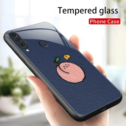 Vista 3 de Funda delgada compatible con Huawei P30 Lite, vidrio templado y TPU suave, funda protectora a prueba de golpes de frutas a prueba de golpes para Azul