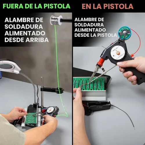 Vista 4 de YIHUA 929D-I Pistola de soldadura motorizada de alimentación automática con temperatura precisa variable (200-450°C), interruptor de encendido