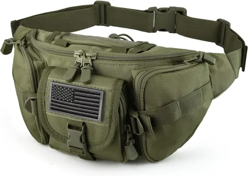 Vista 10 de SOWHUP Riñonera Táctica, Bolsa de Cintura Militar con Parche de EE.UU., Bolsa de Cinturón de Utilidad para Cadera para Pesca al Aire Libre