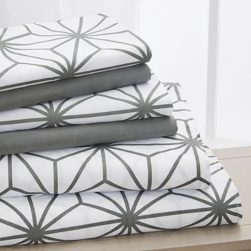Vista 11 de Elegant Comfort Lujoso juego de sábanas de 4 piezas con patrón geométrico cúbico - 1500 microfibra de calidad premium - juego de ropa de cama más