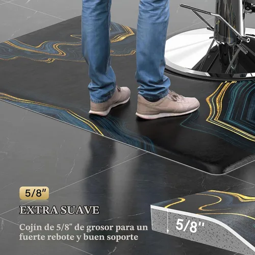 Vista 3 de Tapete antifatiga de 3 x 5 x 5/8 pulgadas de grosor para estilista, rectangular, cómodo, para peluquería, debajo de la silla