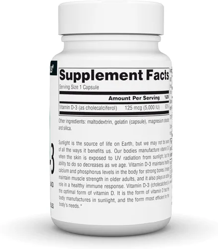 Vista 2 de Source Naturals Vitamina D-3 Forma bioactiva para la salud ósea e inmunológica* 5000 iu - 60 Cápsulas