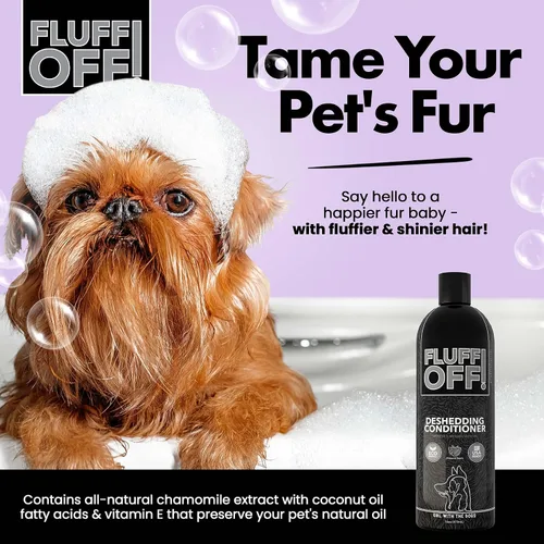 Vista 5 de Fluff Off! by Girl With The Dogs, Champú y acondicionador natural para perros y gatos, paquete de 16 onzas
