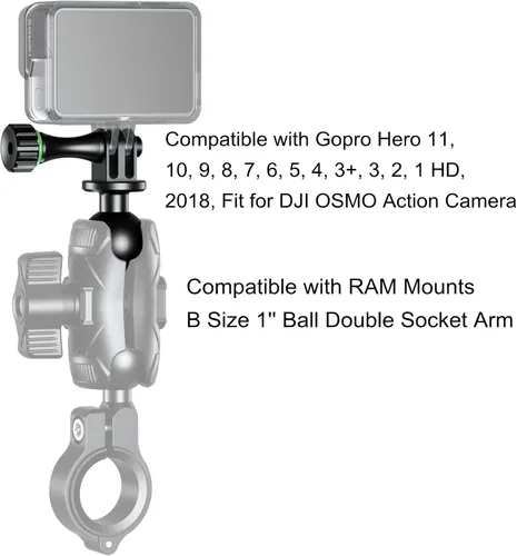 Vista 5 de BRCOVAN Adaptador de montaje en trípode para cámara de bola de 1 Compatible con soportes RAM tamaño B 1 '' bola doble zócalo brazo, para cámara