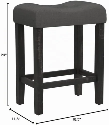 Vista 3 de Roundhill Furniture Sora Taburetes de Altura de Mostrador Tipo Silla de Montar con Capitoné, Juego de 2, Gris