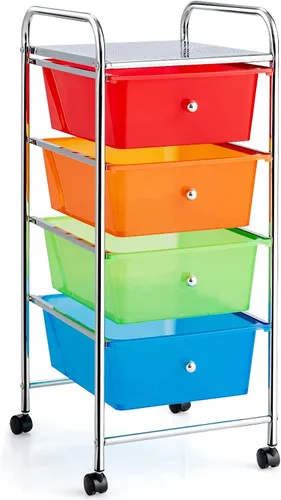 Vista 28 de Giantex Carro Organizador con 6 Cajones, con Ruedas, para Herramientas, Papel de Recortes, Hogar, Oficina, Escuela, Carro Utilitario Móvil Multiusos