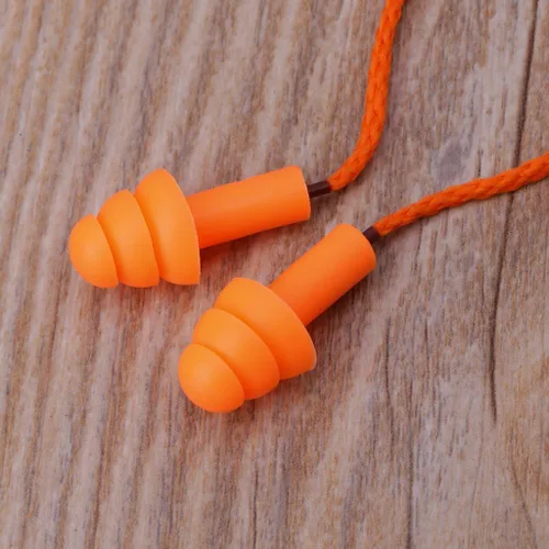 Vista 3 de Forgun Tapones de silicona suave con cable para los oídos con reducción de ruido, orejeras de protección auditiva