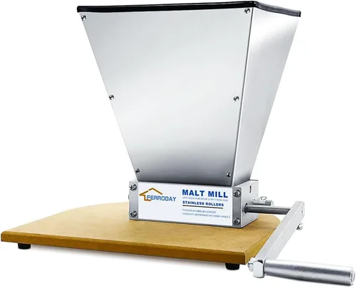 Vista 7 de FERRODAY Molino de grano malteado para cebada de malta, 2 rodillos de acero inoxidable Heavy Duty Crusher Malt Mill Homebrew Grain Grinder