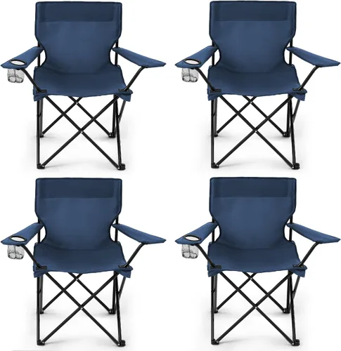 Vista 11 de Paquete de 4 sillas plegables de camping para adultos, sillas de playa portátiles plegables con bolsa de transporte y soporte para tazas, diseño