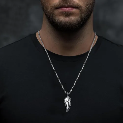 Vista 3 de Wolf Teeth Necklace Sterling Silver ValknutTriskele Viking Wolf Teeth Pendant Wolf Jewelry for Men Women