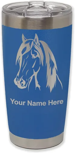 Vista 29 de LaserGram Vaso aislado al vacío de 20 onzas, cabeza de caballo 1, grabado personalizado incluido (negro)