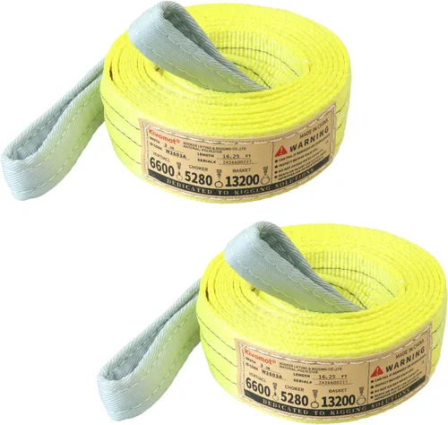 Vista 8 de Paquete de 2 eslingas de elevación industrial de 3"×6.5 pies, eslinga de poliéster resistente de 6600 libras, factor de seguridad 5:1, eslinga