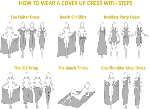 Vista 5 de Vestidos de playa para mujer, con tirantes delgados, pareos para playa, espalda descubierta, vestidos por debajo de la rodilla