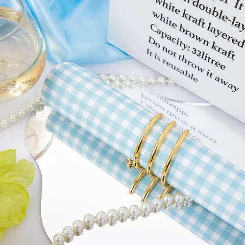 Vista 3 de WDF Paquete de 150 servilletas de papel azul bebé, 3 capas, desechables, color azul y blanco, servilletas de cena de invitados de papel para baño