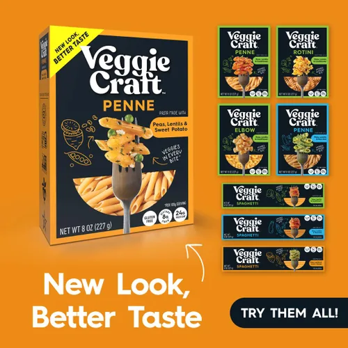 Vista 6 de Veggiecraft Farms Penne Pasta - Pasta baja en carbohidratos, alta en proteínas, hecha con batata, lentejas y guisantes, sin gluten, fideos de pasta