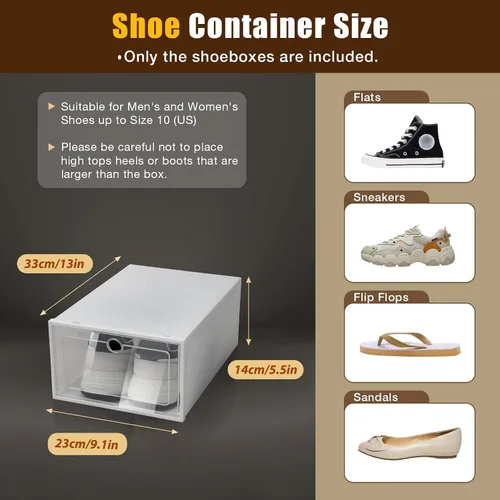 Vista 5 de Paquete de 24 cajas de almacenamiento de zapatos, de plástico transparente, plegable, apilable, organizador de zapatos, contenedores para armario