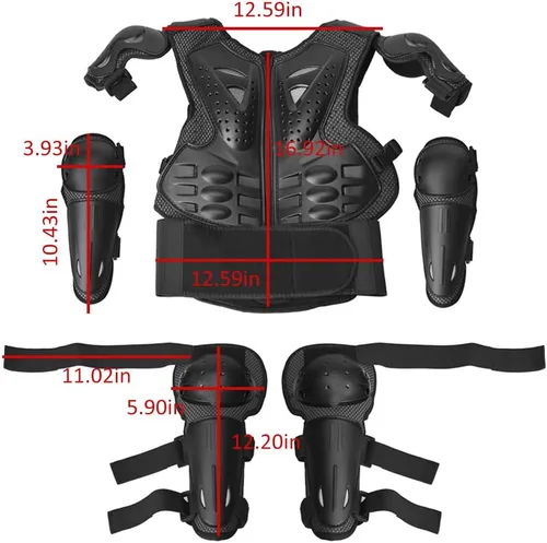 Vista 7 de Chaleco de armadura de motocicleta para niños, equipo de protección para bicicleta de cross, protector de columna vertebral para jóvenes, coderas