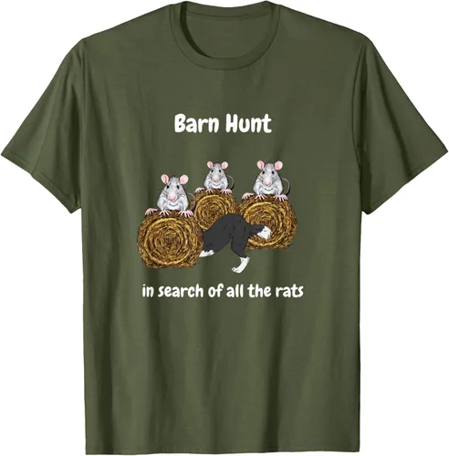 Vista 32 de Funny Barn Hunt - En busca de las ratas con Border Collie Camiseta, Negro