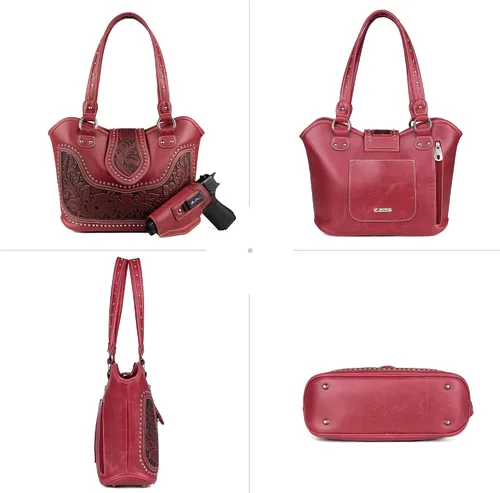 Vista 3 de Montana West Bolso de mano occidental para mujer, bolso de hombro oculto con funda desmontable
