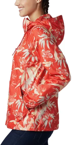 Vista 6 de Columbia Cortavientos con estampado Side Hill para mujer, naranja intenso magnolia floral, talla XL