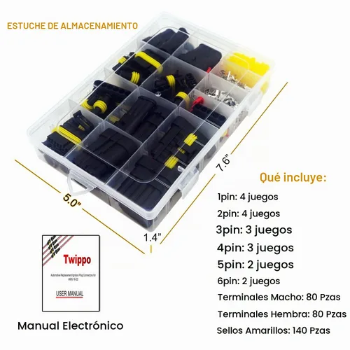 Vista 5 de 372 conectores eléctricos impermeables para automóviles de conexión y desconexión rápida, kit de conectores de cable de 1/2/3/4/5/6 pines (18 juegos)