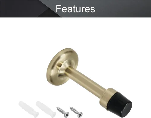 Vista 3 de MroMax Tope de puerta parachoques protector de pared amortiguador de sonido soporte de pared con punta de goma, tono dorado, 1 unidad