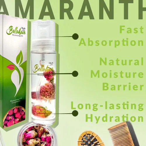 Vista 7 de Bellahair Revive, fortalece y brilla con nuestro lujoso aceite natural para el cabello, alimentado por aceite de amaranto para el crecimiento