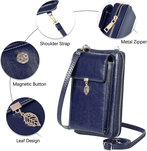 Vista 4 de HUANLANG Bolsos cruzados pequeños para teléfono celular de cuero para mujer