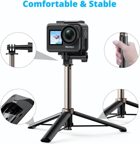 Vista 4 de AKASO Brave 4 4K30fps 20MP Cámara de acción WiFi con EIS 131ft Cámara impermeable con 2 baterías y accesorios para casco de bicicleta con trípode
