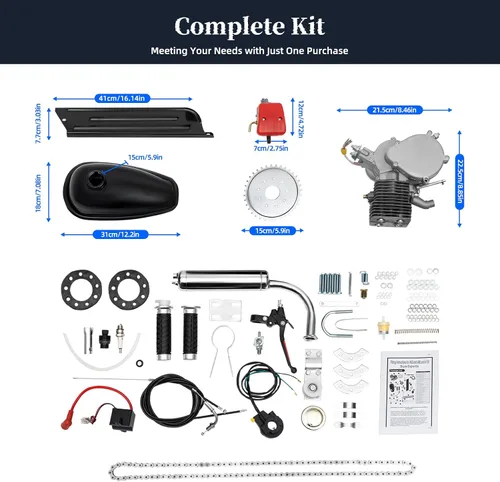 Vista 4 de Kit de motor de bicicleta de 2 tiempos mejorado de 100 CC, kit de motor de gasolina para bicicleta, kit de bicicleta motorizada con motor