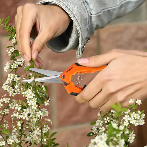 Vista 9 de Podadora manual VIVOSUN, para jardinería, con cuchillas rectas de acero inoxidable, Anaranjado