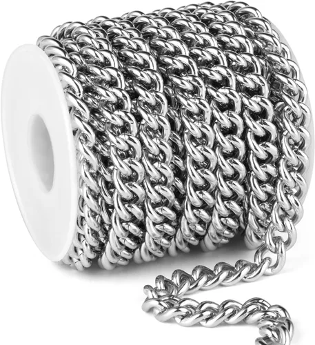 Vista 32 de Rollo de cadenas coloridas de acero inoxidable de 66 pies, acero inoxidable 304 de 0.059 pulgadas de acero inoxidable 304, cadenas trenzadas