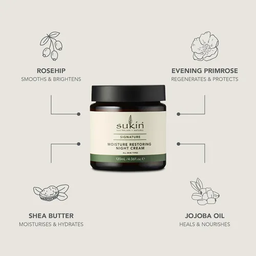 Vista 4 de Sukin Crema de noche restauradora de humedad Organics, 4.06 onzas líquidas