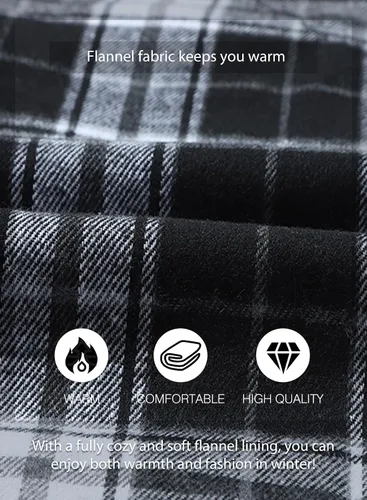 Vista 9 de JMIERR - Camisas de manga larga con botones para hombre, camisa informal de franela de algodón