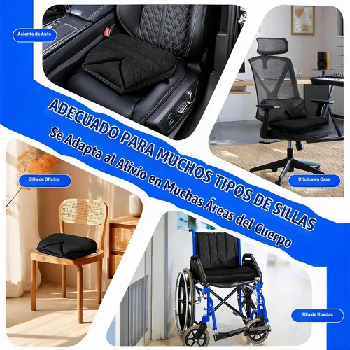 Vista 2 de Big Hippo Cojín ortopédico de espuma viscoelástica para silla de alivio del dolor de coxis y ciática en forma de U, soporte ergonómico de postura