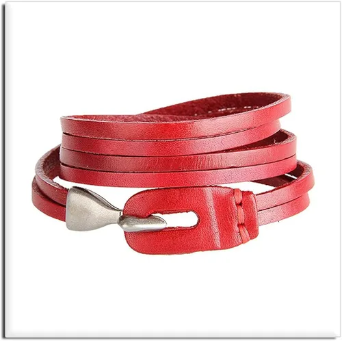 Vista 5 de Xusamss Punk Rock Metal Easy Hook pulsera de cuero brazalete de cuero,7.5" muñeca