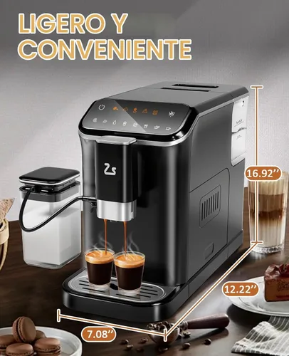 Vista 6 de GarveeTech Máquina de café expreso totalmente automática, máquina de café y café con espumador de leche automático, molinillo de granos espresso