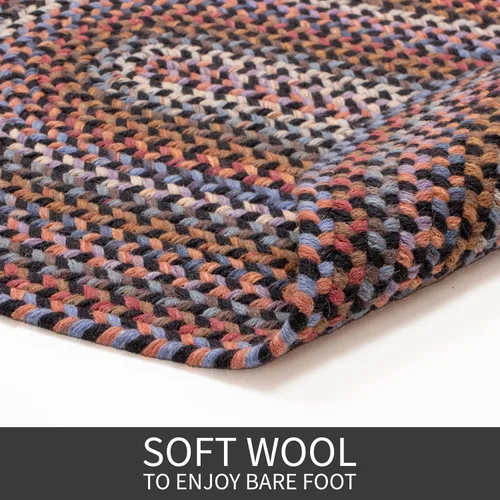 Vista 68 de Tapete reversible de lana, texturizado, grueso, trenzado. , Lana, Walnut