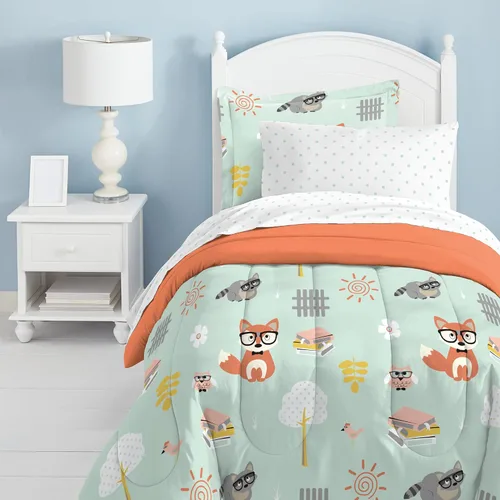 Vista 50 de Dream Factory Dinosaur Blocks - Juego de edredón de microfibra ultrasuave para niños, color azul, tamaño individual Bloques de dinosaurios azules