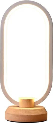 Vista 9 de LONRISWAY Lámpara de escritorio moderna lámpara de mesa de madera LED, luz de noche de noche de noche, iluminación LED regulable, decoración