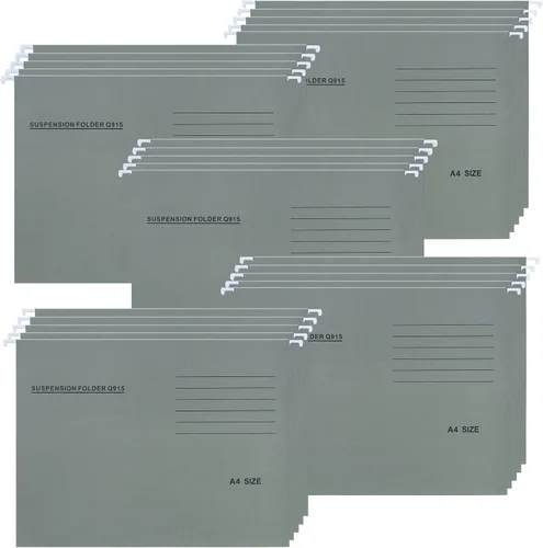 Vista 9 de Carpetas colgantes A4, 25 carpetas recicladas de archivos de tarjetas para archivador con pestañas e insertos de tarjetas, carpetas